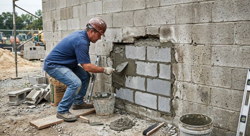 Cinder Block Wall Repair in Council Bluffs, IA