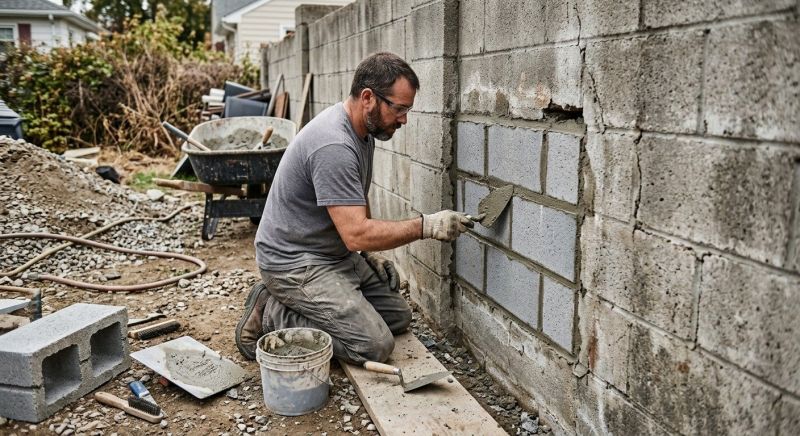 Cinder Block Wall Repair in Plattsmouth, NE