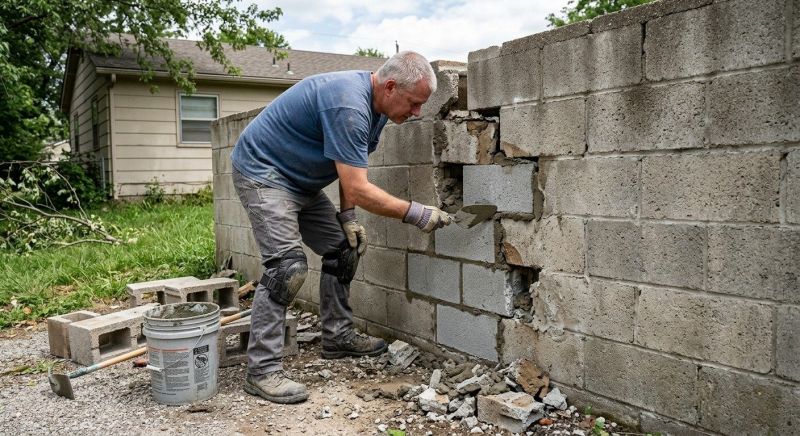Cinder Block Wall Repair in Sarpy County, NE
