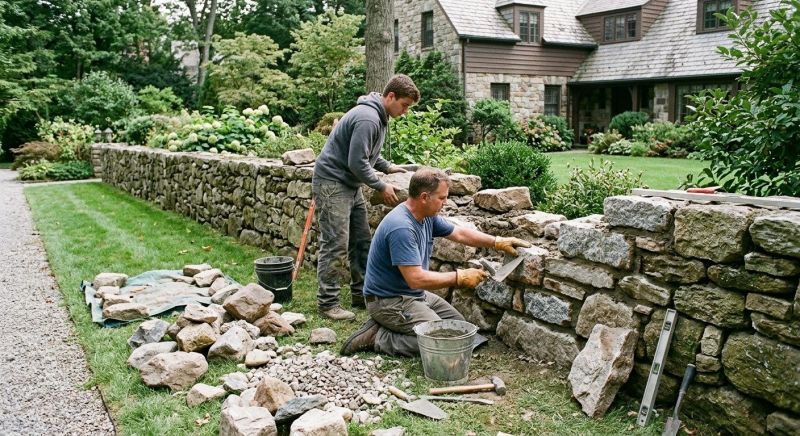 Stone Wall Repair in Louisville, NE